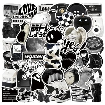 Black White Sketchbook Sticker - Aesthetic PVC Laptop School Stationery