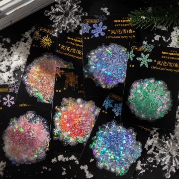 Vintage Laser Snowflake Stickers for Scrapbooking and Crafts