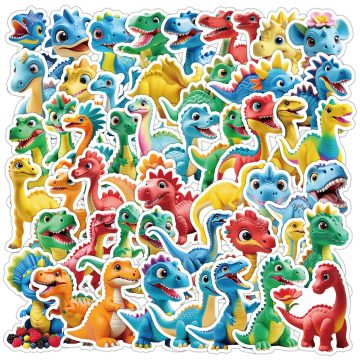 Kawaii Cartoon Dinosaur Stickers - Animal Decals for Kids Water Bottle Stationery