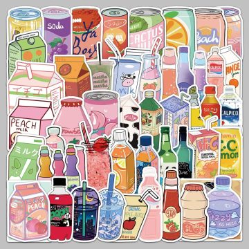 Cartoon Drink Stickers for Helmet, Wall, DIY Decoration
