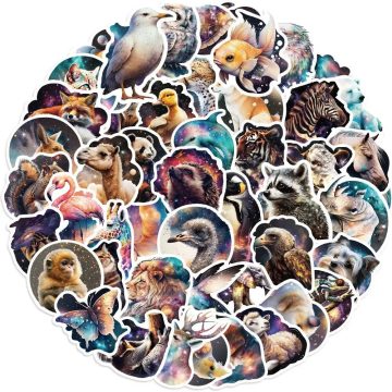 Dreamy Starry Animal Stickers - Kawaii Graffiti Decals for Water Bottle Luggage