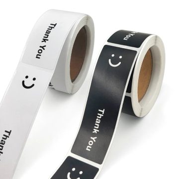 Black and White Smiley Face Thank You Stickers Gift Seal Labels