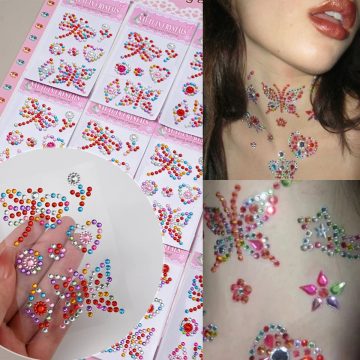 Face Rhinestone Stickers Temporary Makeup and Festival Tattoos
