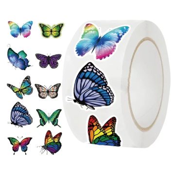 Colorful Butterfly Flower-Shaped Sticker Decoration Gift Box Label Stationery Sticker