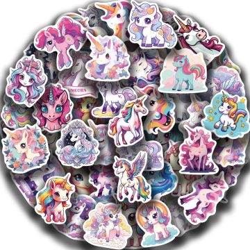 Cartoon Cute Rainbow Unicorn Stickers for Scrapbooking, Laptop, Travel Luggage, Wall, Car Decoration