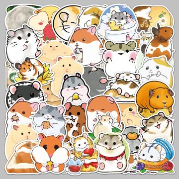Cute Cartoon Hamster Stickers for Helmet, Wall, DIY Decoration