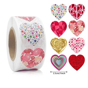 Red Heart Valentine Stickers for Gift Packaging and Decorations
