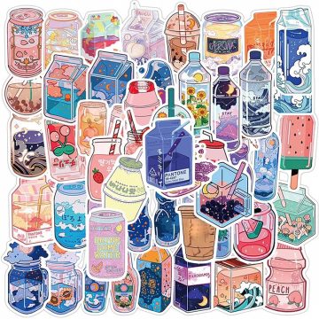 Japanese Drink Aesthetic Stickers - Scrapbooking Stationery for Kids