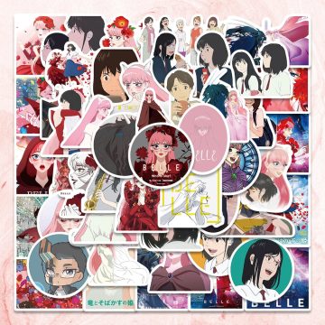 Anime Belle and Dragon Stickers Cute Cartoon Decals for Laptop and Luggage