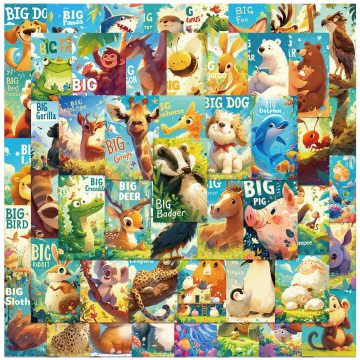 Cute Cartoon Animal Stickers Kids Students Reward Decals for Laptop, Water Bottle, Luggage, Phone, Diary, DIY Waterproof Graffiti