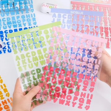 Vibrant Alphabet PET Stickers for Creative Journaling and Handbooks
