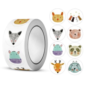Animal Theme Stickers Roll Envelope Praise Seal Label Child Gift