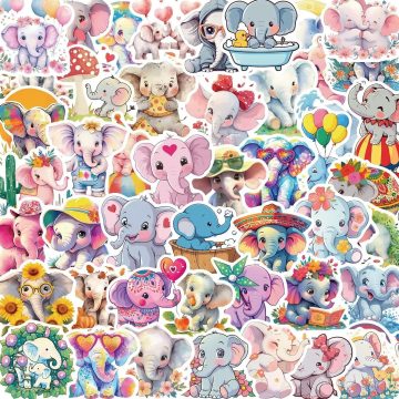 Pink Elephant Animal Stickers for Luggage Motorcycle Phone