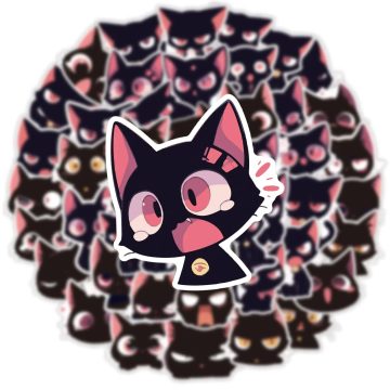 Black Cat Kawaii Meme Stickers for Fridge Laptop
