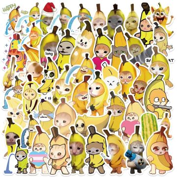 Banana Cat Meme Stickers - Aesthetic Graffiti Decals for Motorcycle Fridge