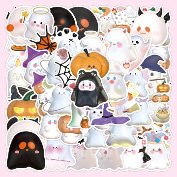 3D Ghost Halloween Stickers - Cartoon Decals for Skateboard & Fridge