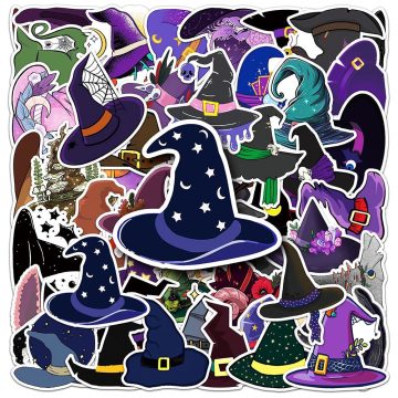 Cute Magic Witch Hat Cartoon Graffiti Stickers for Laptop Skateboard Phone - Waterproof Kids Gift