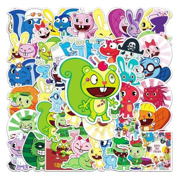 Happy Tree Friends Cartoon Stickers - Funny Graffiti Decals for Laptop Travel Luggage