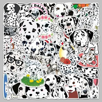 Cute Dalmatian Dog Cartoon Stickers for Helmet, Wall, DIY Decoration