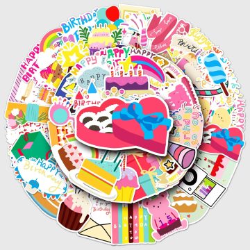 Birthday Cartoon Waterproof Stickers for Skateboard, Snowboard