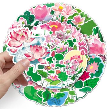 Lotus Flower Cartoon Sticker - Leaf Graffiti Decal for Skateboard Bike Luggage Decor