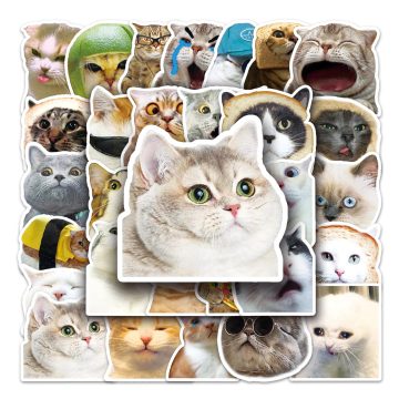 Cat Emoji Waterproof Vinyl Stickers for Skateboard Snowboard
