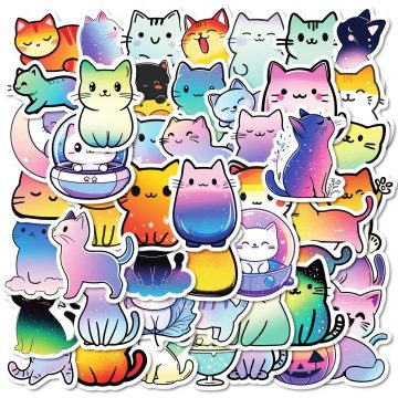 Cool Colorful Cat Graffiti Stickers for Helmet, Wall, and DIY Decor