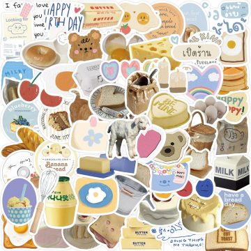 Wind Butter Bread Cartoon Decals INS Wall Decor