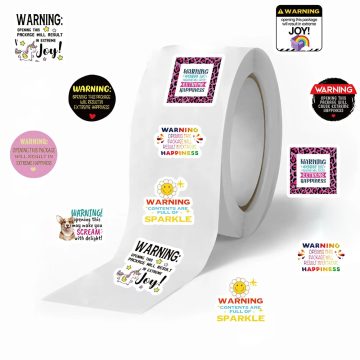 Warning Phrase Reward Sticker Roll Cartoon Stickers for Kids Gift Decor Envelope Sealing Scrapbooking