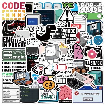 Programming Meme Stickers Java JS Docker HTML for Computer Laptop