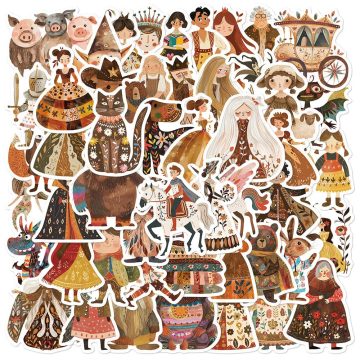Cute Fairy Tale Character Stickers Funny Retro Cartoon Decals - Waterproof DIY Diary Scrapbook Laptop