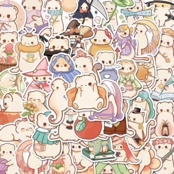 Cute Animal Ferret Stickers Waterproof Decoration for Scrapbook, Cup, Laptop, Luggage, Helmet, Kids Toy