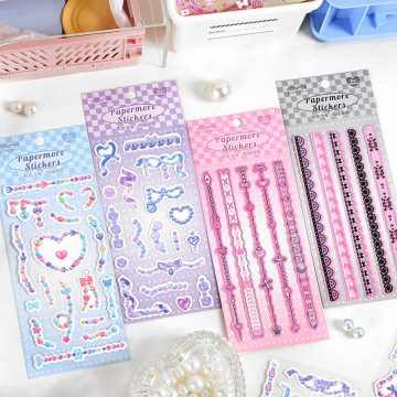 Cute Ribbon Chain Stickers for Scrapbooking and Album Decor