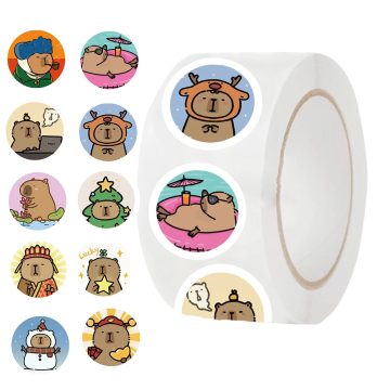 Round Cartoon Capybara PVC Graffiti Stickers