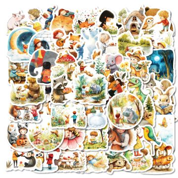 Cartoon Fairy Tale Forest Stickers for Helmet, Wall, DIY Decoration