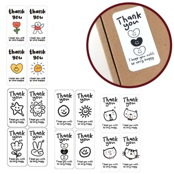 Cartoon "Thank You" Stickers for Gifts and Packaging
