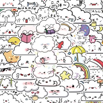 Cloud Cartoon Stickers - PVC Waterproof Decals for Skateboard Guitar