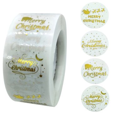 Golden Merry Christmas Seal Sticker Thank You Gift Wrapping Label