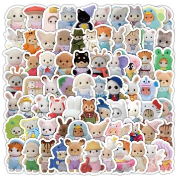 Cute Cartoon Calico Critters Graffiti Stickers - Aesthetic Decals for Laptop, Fridge, Phone