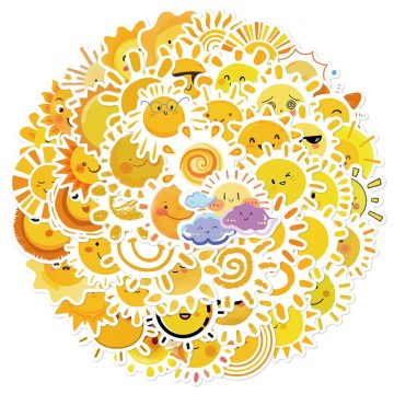 Cute Sun Cartoon Stickers for Suitcase Scrapbook Laptop Guitar Stationery - Children DIY