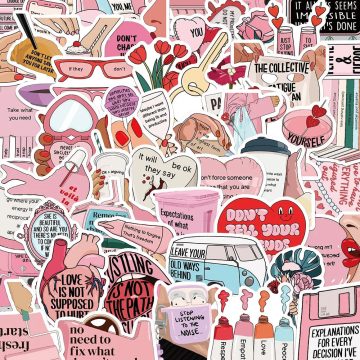 Pink Motivational Positive Phrases Stickers Laptop Water Bottle Diary