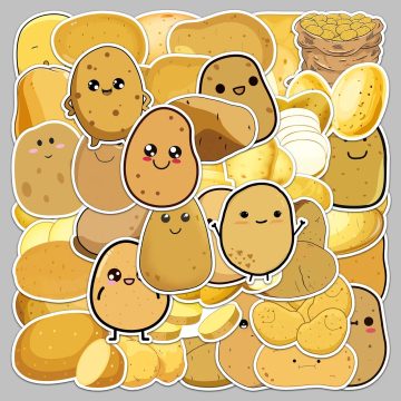 Cartoon Potato Vegetable Stickers for Helmet, Wall, DIY Decoration