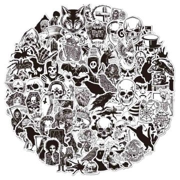 Punk Black White Devil Gothic Horror Waterproof Stickers - for Skateboard Car Laptop Bike Graffiti