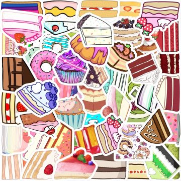 Cake and Dessert Cartoon Stickers for Wall and Desktop Decor