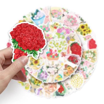 Antique Bouquet Flower PET Stickers for Journal Scrapbook