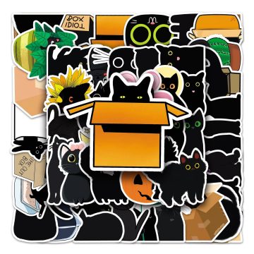 Black Cat Cartoon Waterproof Stickers for Skateboard, Snowboard