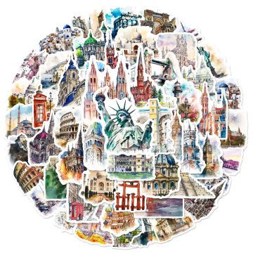 World Famous Landmark Travel Stickers for Phone Luggage Car