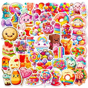 Colorful Candy Cartoon Stickers - Scrapbooking Decals for Water Bottle Skateboard