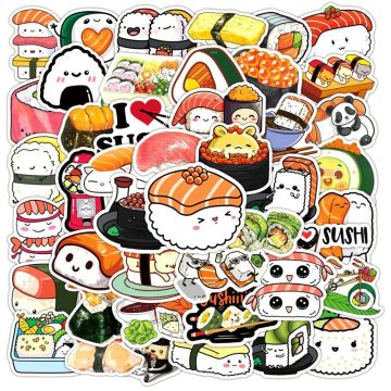 Cute Cartoon Sushi PVC Sticker Pack - Kawaii Aesthetic Decoration Scrapbooking Korean Stationery