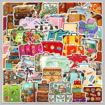 Cartoon Suitcase Luggage Stickers for Helmet, Wall, DIY Decoration